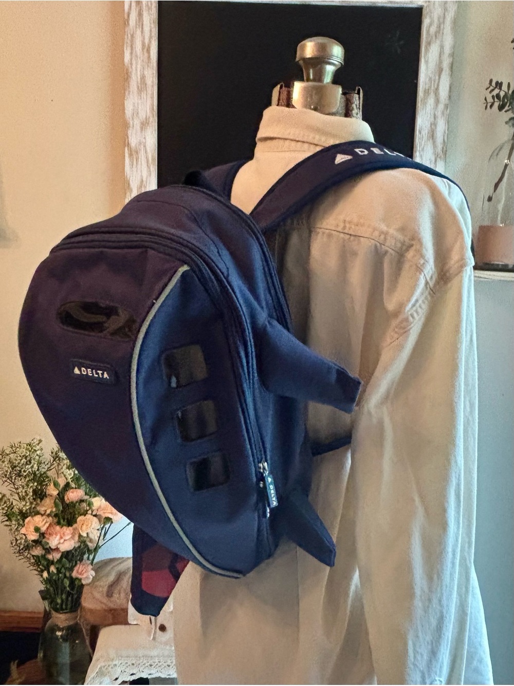 Delta KIDS Navy Blue Airplane School Travel Backpack Padded Straps Adjustable